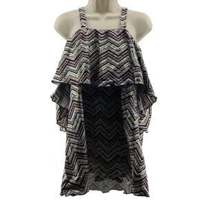 Swimsuits for All Ruffle Off Shoulder Sleeve Tankini Metallic Womens Size 28